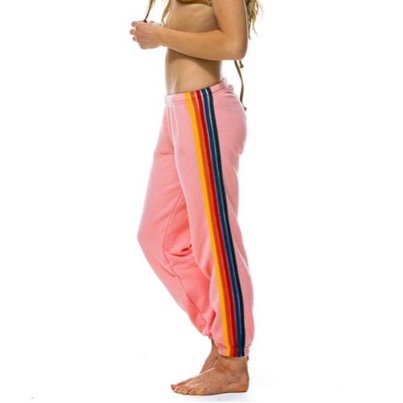 AVIATOR NATION Blush Sweatpants w Stripes/ XS - Picture 4 of 5